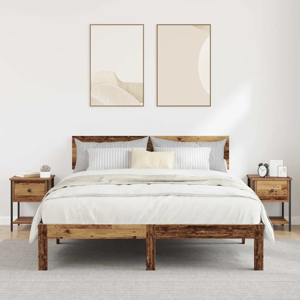 Comodino con cassetto 2 pcs Legno vecchio 34 x 35,5 x 45 cm