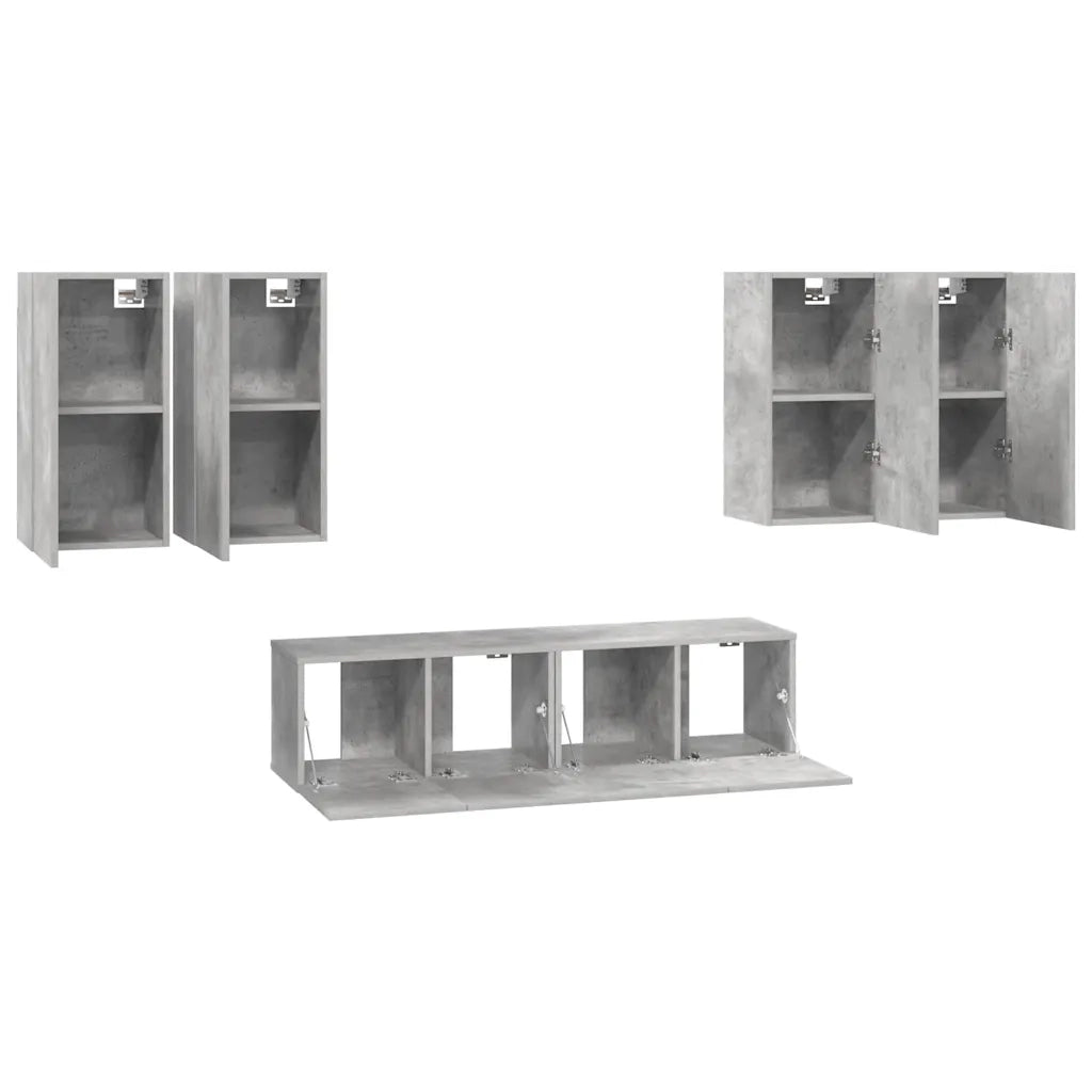 Set Porta TV 6 pz Grigio Cemento in Truciolato  cod mxl 35573