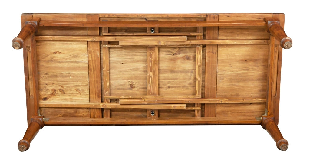 Biscottini Tavolo Country allungabile in legno massello di tiglio finitura noce L220xPR100xH80 cm. Made in Italy