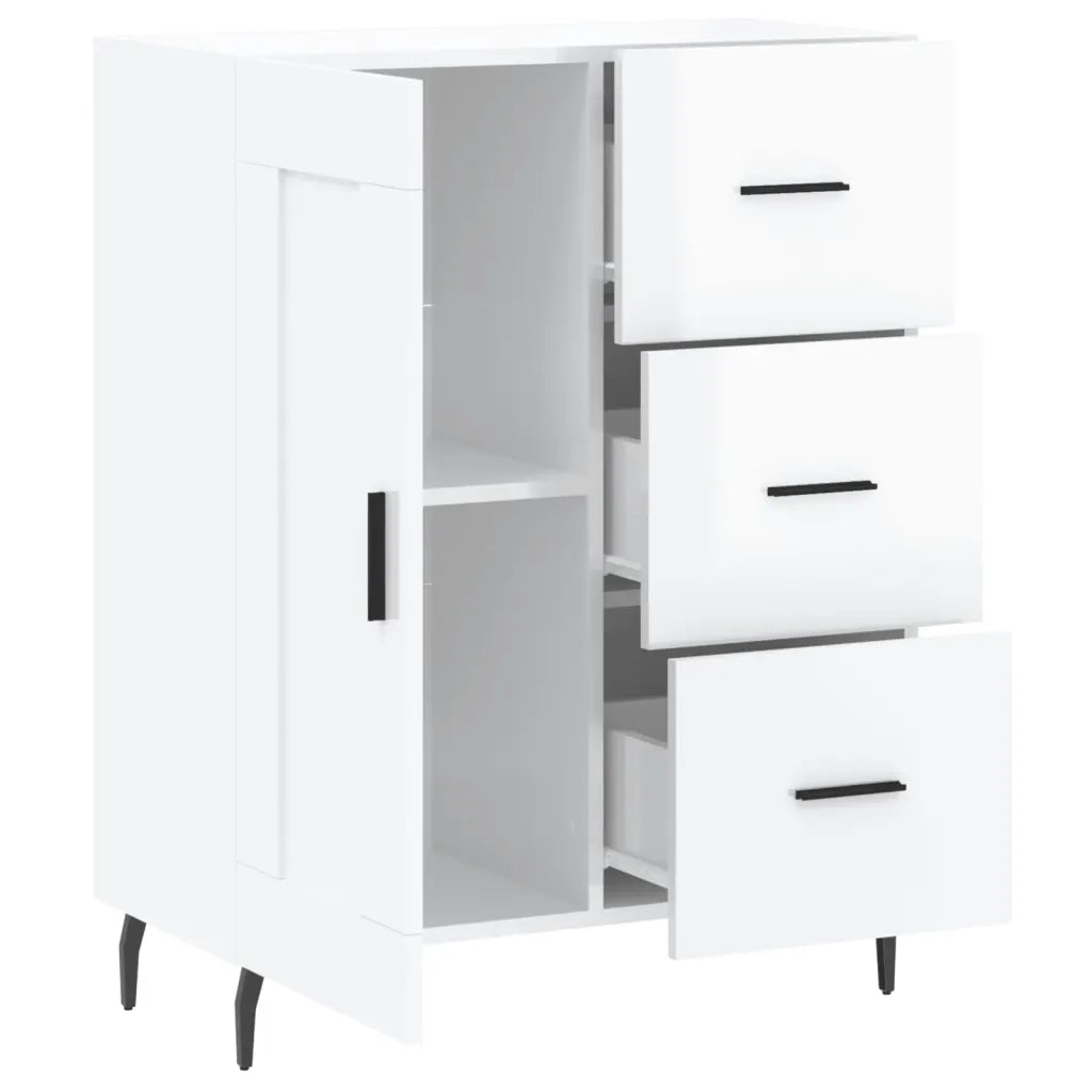 Credenza-Buffet-Armadio da cucina 69,5x34x90 cm in Legno Multistrato Bianco Lucido 860553