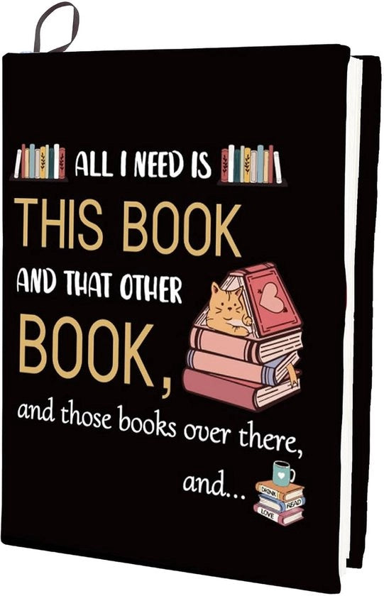 Copertina per Libri Riguadanti con Parole Copertina Nera in Nylon, Riscattabile e Ripiegabile per Libri di 9x11 Pollici, Copertine per Libri di Testo, Regalo