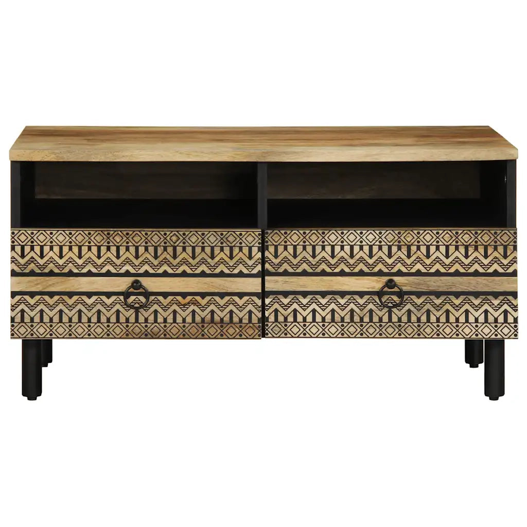 vidaXL Tavolino da Salotto Nero 80x54x40cm Legno Massello Mango Grezzo