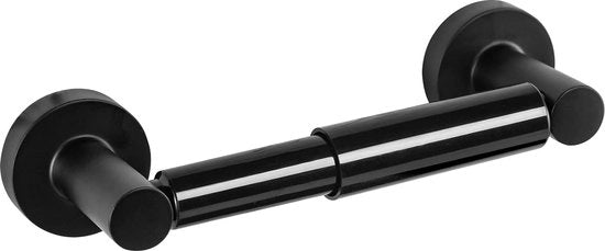 Tappo per il rotolo di carta igienica in acciaio inox 304, fissaggio alla parete, apertura regolabile 13cm-19cm, tappo per rotolo per bagno e cucina (nero, da forare)