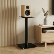 Pedane per Casse 2pz Nero Vetro Temperato Design a 1 Pilastrocod mxl 97087