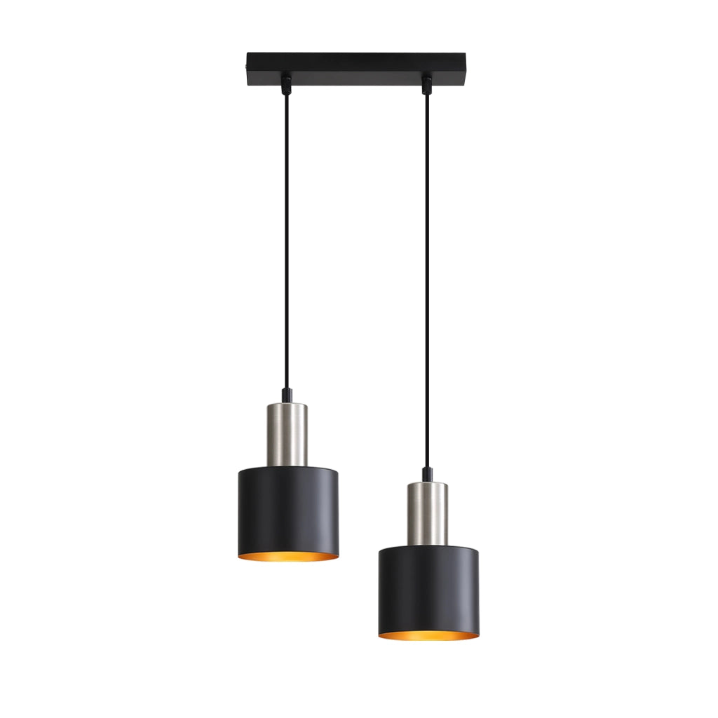 Lampada a sospensione ZMH da tavolo da pranzo E27 lampada a sospensione vintage 2 lampadine oro nero