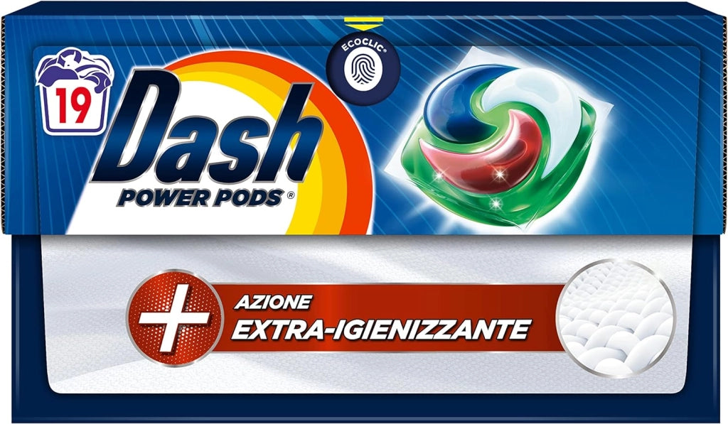 DASH PODS DETERSIVO PER LAVATRICE DA 19 LAVAGGI EXTRA IGIENIZZANTE