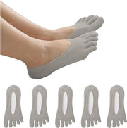 Calze a cinque dita - Calze a cinque dita - 5 paia - Yogasock - Tessuto liscio - Senza cuciture fastidiose - Microfibra - Cuff invisibile, calze femminili sottili - colore grigio
