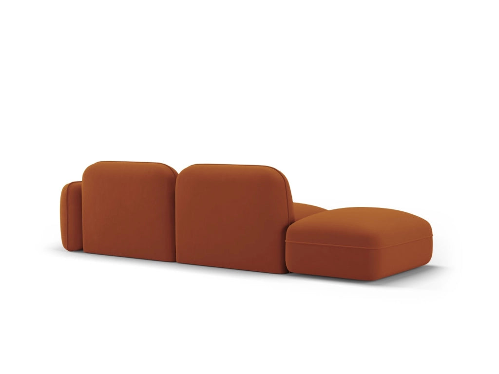 Cosmopolitan Design - Divano modulare sinistro "Sydney" 3 posti in velluto terracotta 