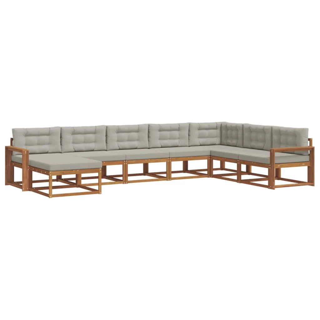 Set di divani da esterno 8 pcs Grigio Naturale e Chiaro