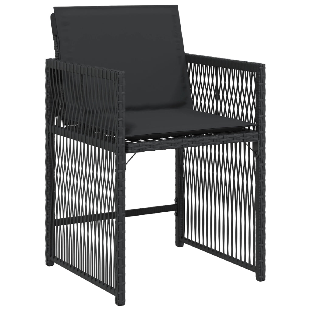 Set da Pranzo da Giardino 5 Pezzi con Cuscini Nero Polyrattan