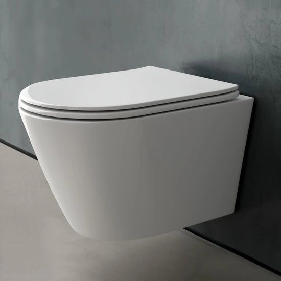 Wandtoilet senza bordo di scarico - Hangtoilet completo - Toiletpot con softclose - Duroplast occhio del water - Trattamento con rivestimento nano - Design moderno