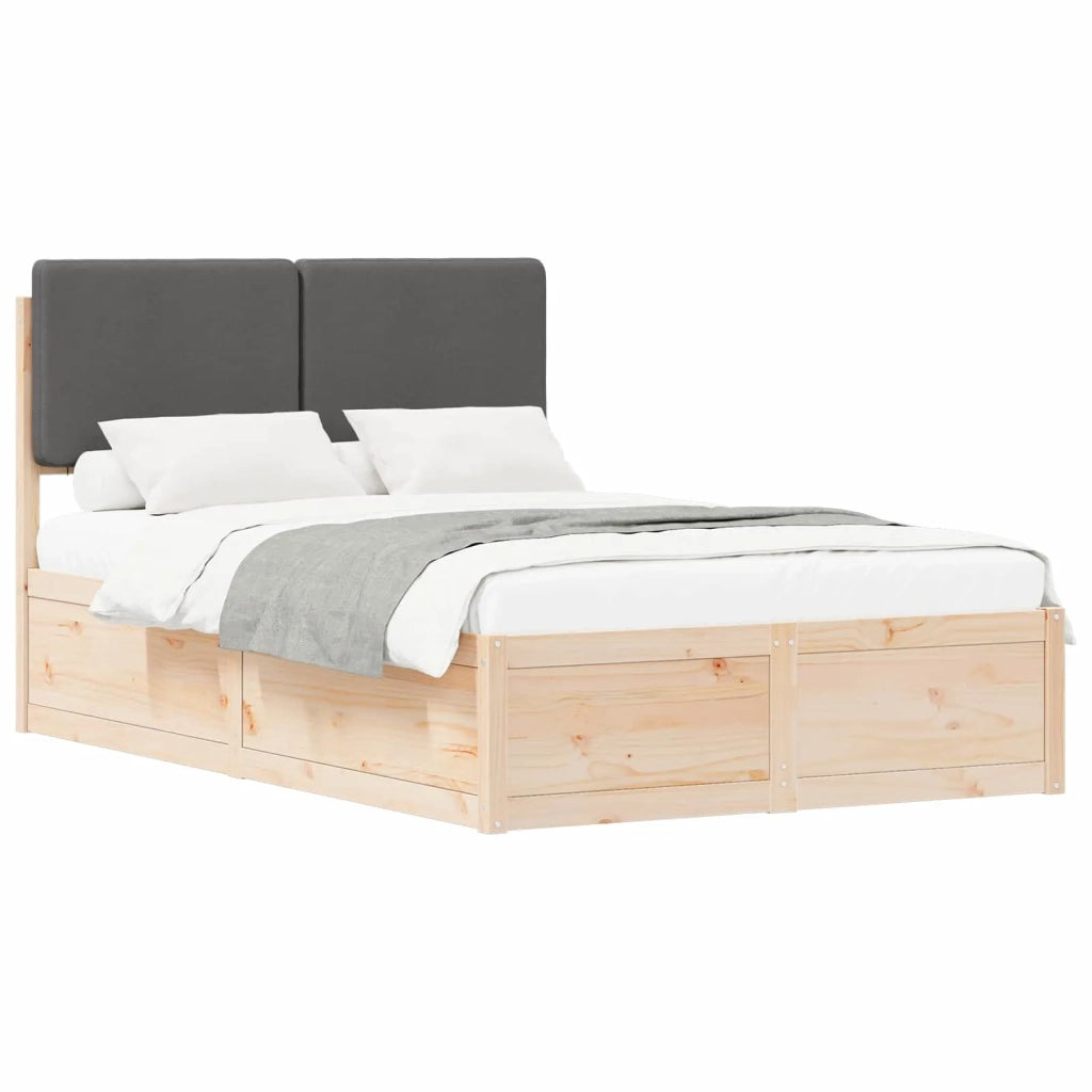 Letto con Testiera Rivestita Grigio scuro 120 x 190 cm