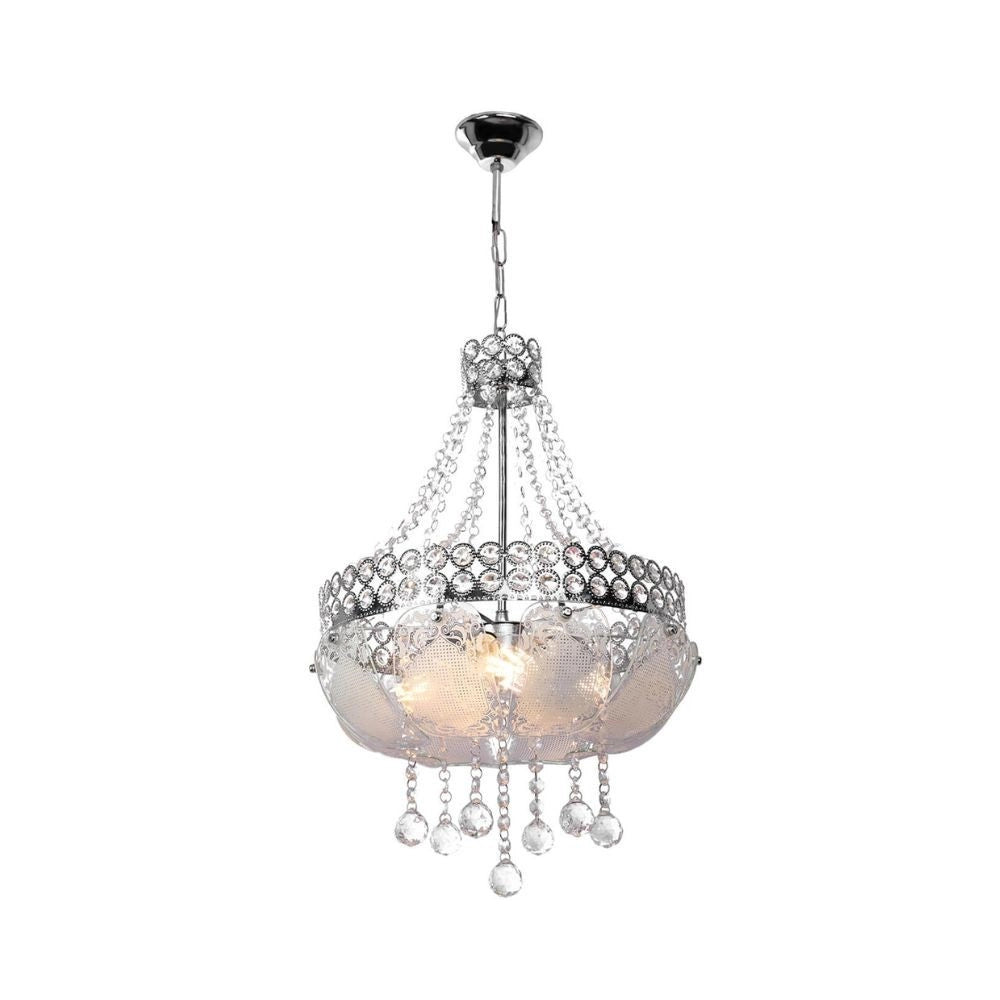 Lampada a sospensione vetro decorato e pietre effetto cristallo Sare MDL3550 colore argento