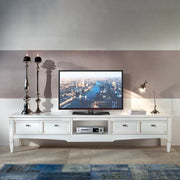 Porta tv 2 cassetti classico legno shabby bianco 220x50x51 - Mobili 2G