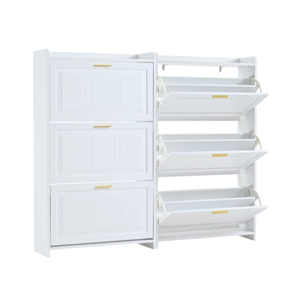 Scarpiera a 6 Scomparti ¨C Xylo ¨C Bianco, MDF e Truciolato, Set 2 Pezzi, 70x24x120 cm