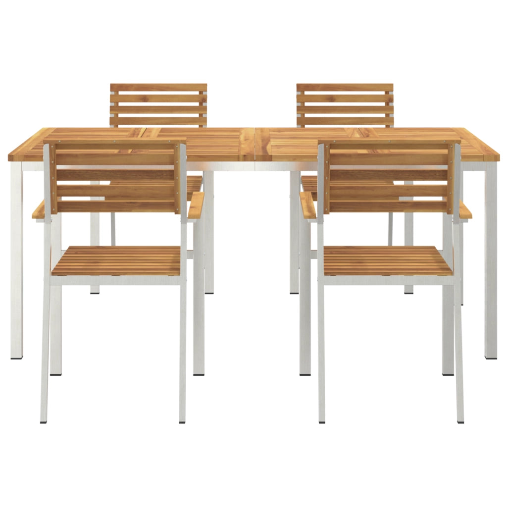 Set da Pranzo da Giardino 5 Pezzi in Legno Massello di Acacia di