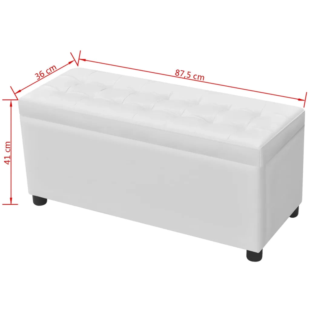 Sgabello con Contenitore in Pelle Artificiale Bianco 242406