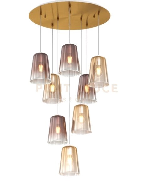 SOSPENSIONE OTTONE SAT. TONDA 8 LUCI (4 AM + 4 RA) 1164OS-S8 T-AR