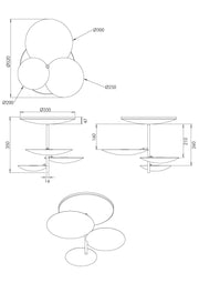 Plafoniera Simplon LED 3x15,5W Integrato 5180 lm 3000K Dimmerabile a taglio di fase, Struttura in metallo, IP20, Classe 1 - Sabbia