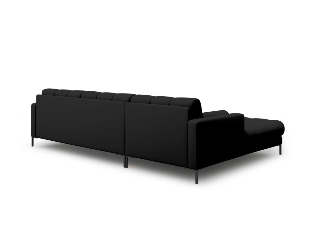 Cosmopolitan Design - Divano angolare sinistro "Bali" 5 posti in tessuto strutturato nero 