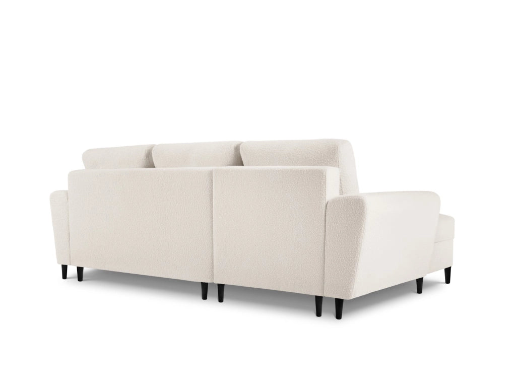 Cosmopolitan Design - Divano convertibile angolare sinistro con contenitore "Kyoto" 4 posti in bouclé beige 