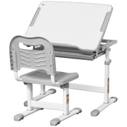 Scrivania Bambini con Sedia e Altezza Regolabile ¨C Zephmum ¨C Grigio, Legno, 66x47x52-77 cm