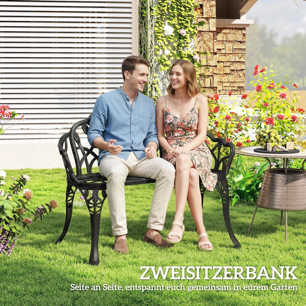 Panchina da giardino 2 posti ¨C zephmum ¨C antracite metallo 99x57x78 cm
