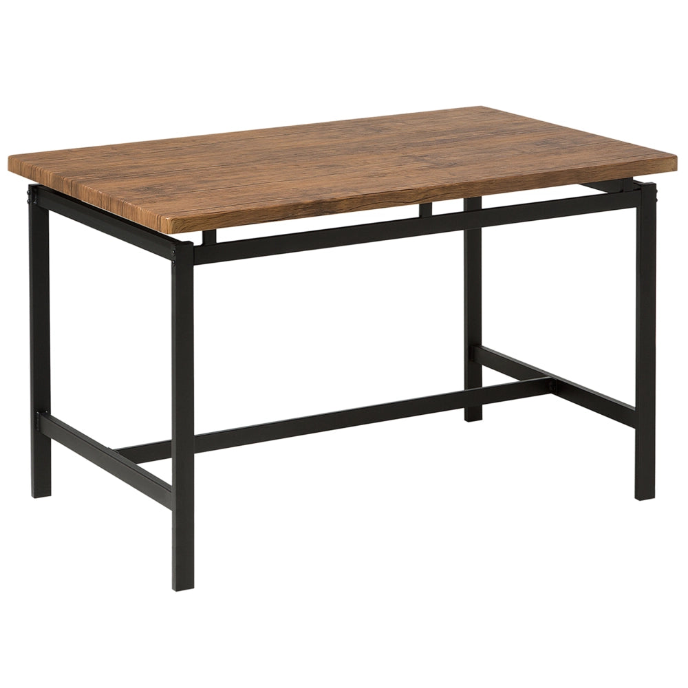 Set da pranzo in legno scuro piano rettangolare 120 x 75 cm struttura in metallo Nero 4 posti con sgabelli