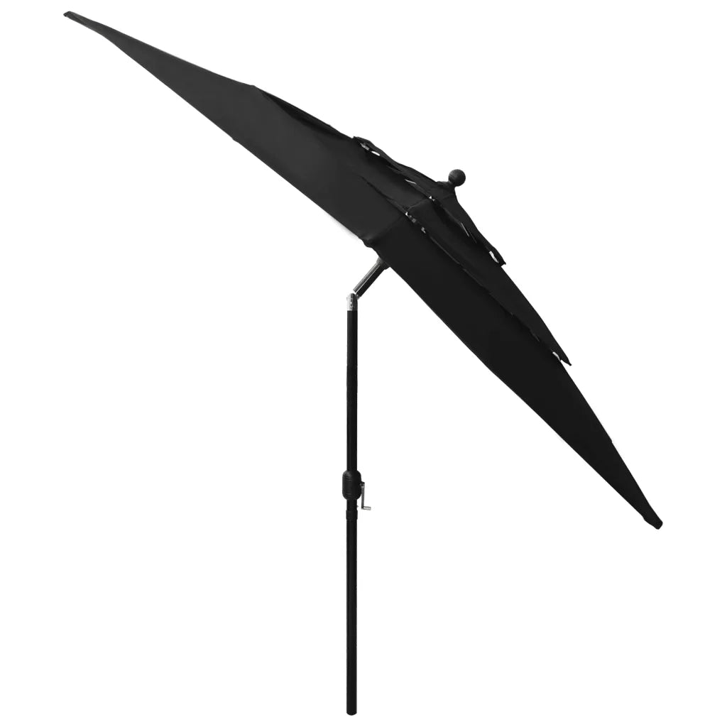 Ombrellone a 3 Livelli con Palo in Alluminio Nero 2,5x2,5 m cod mxl 22909