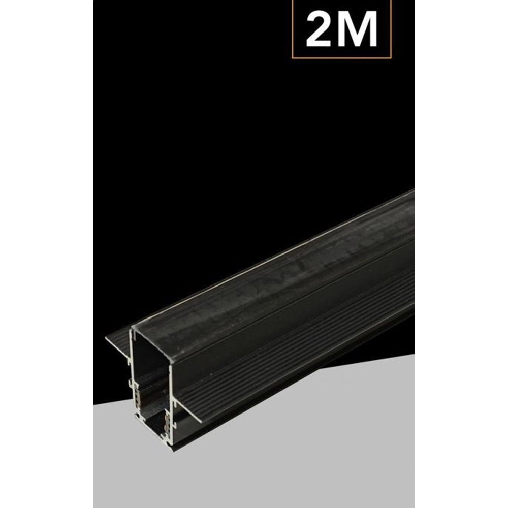 Trade Shop - Binario Lineare Da Incasso Alluminio Nero Per Track Lights Magnetiche Dc48v 2mt Gf-201-2m -