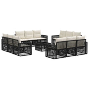 Set Divano da Giardino 13 pcs Nero e Bianco Crema polyrattan