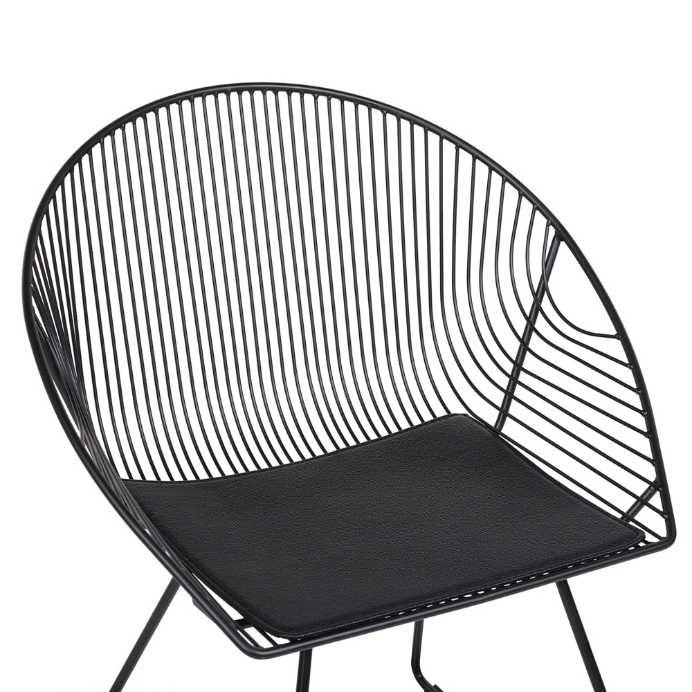 Set di 2 sedie da pranzo con struttura in metallo Nero sedile in ecopelle design industriale moderno