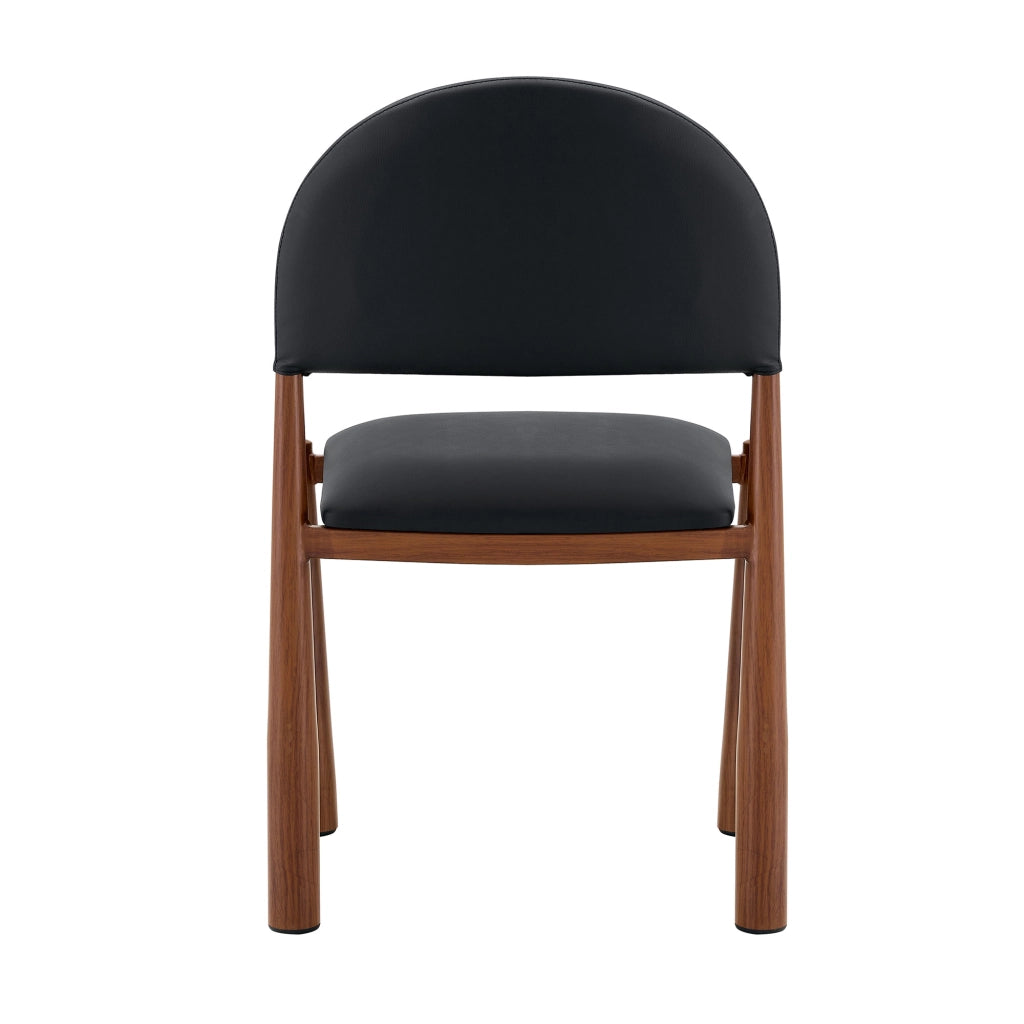 SEDIA da pranzo Set da 2 pezzi 80 cm PU nero con struttura in metallo