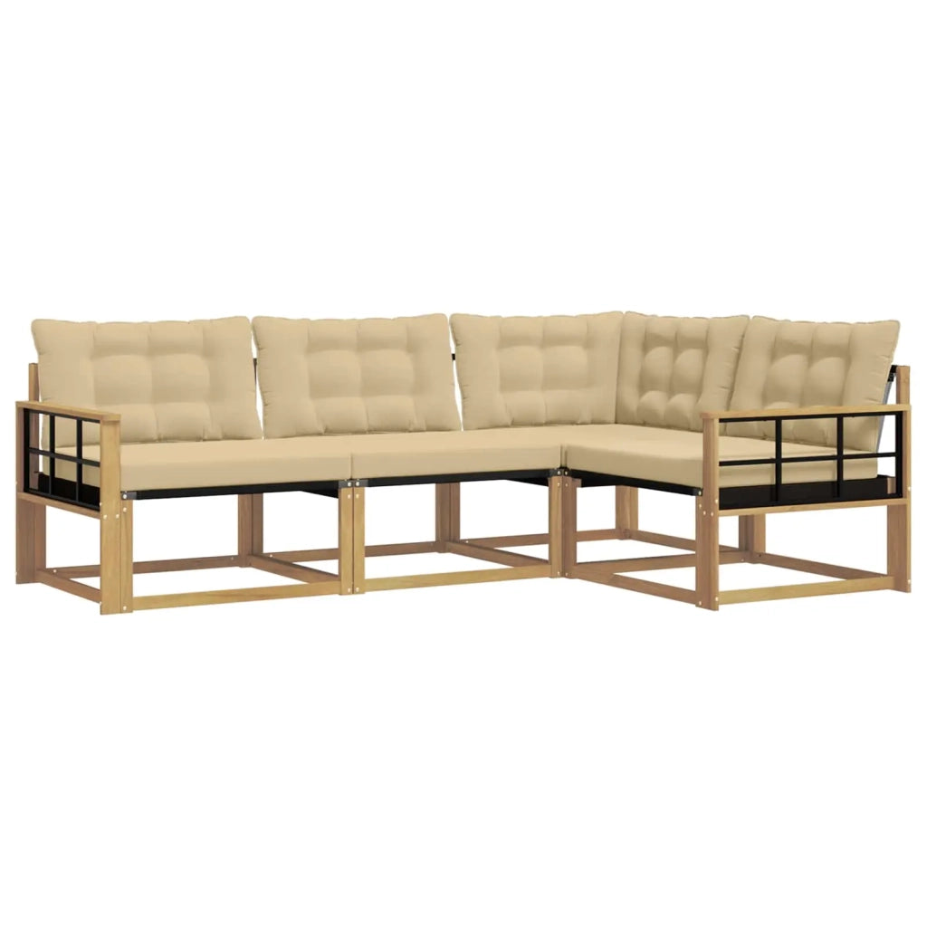 Set di divani da esterno con cuscino 4 pcs Bianco e Beige