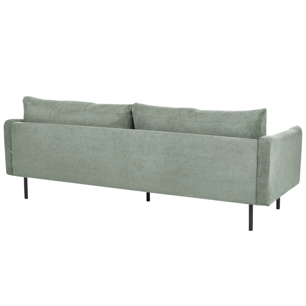 Divano moderno a 3 posti in tessuto di ciniglia verde chiaro sedile imbottito gambe nere Stile Retrò Moderno