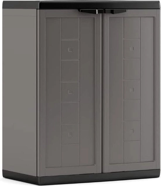 Scatola in plastica bassa "Jolly", 1 pezzo, grigio scuro/nero