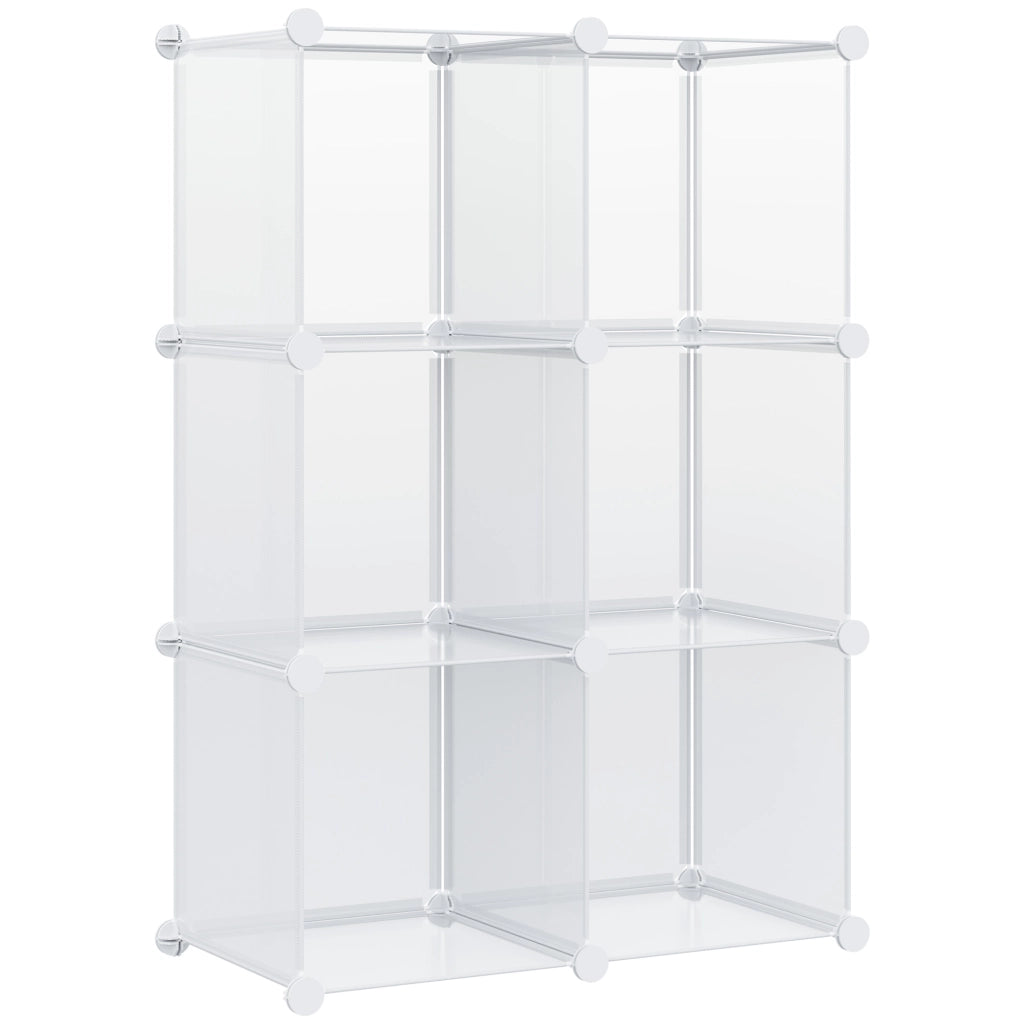 Mobile Scarpiera Modulare Salvaspazio, 6 Cubi in Plastica PP, 65x32x162 cm, Trasparente