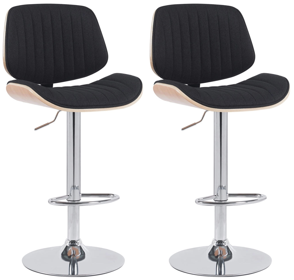Set di 2 sgabelli da bar Clawson in tessuto cromato 1
