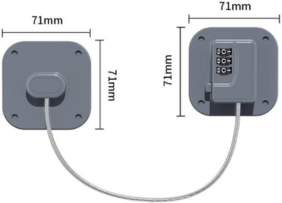 Serratura quadrata per frigorifero senza chiave (2 pezzi), serratura per frigorifero e cassetti sicura per bambini con combinazione digitale, serratura numerica ad alta tenuta, adatta per frigoriferi, armadi e cassetti.
