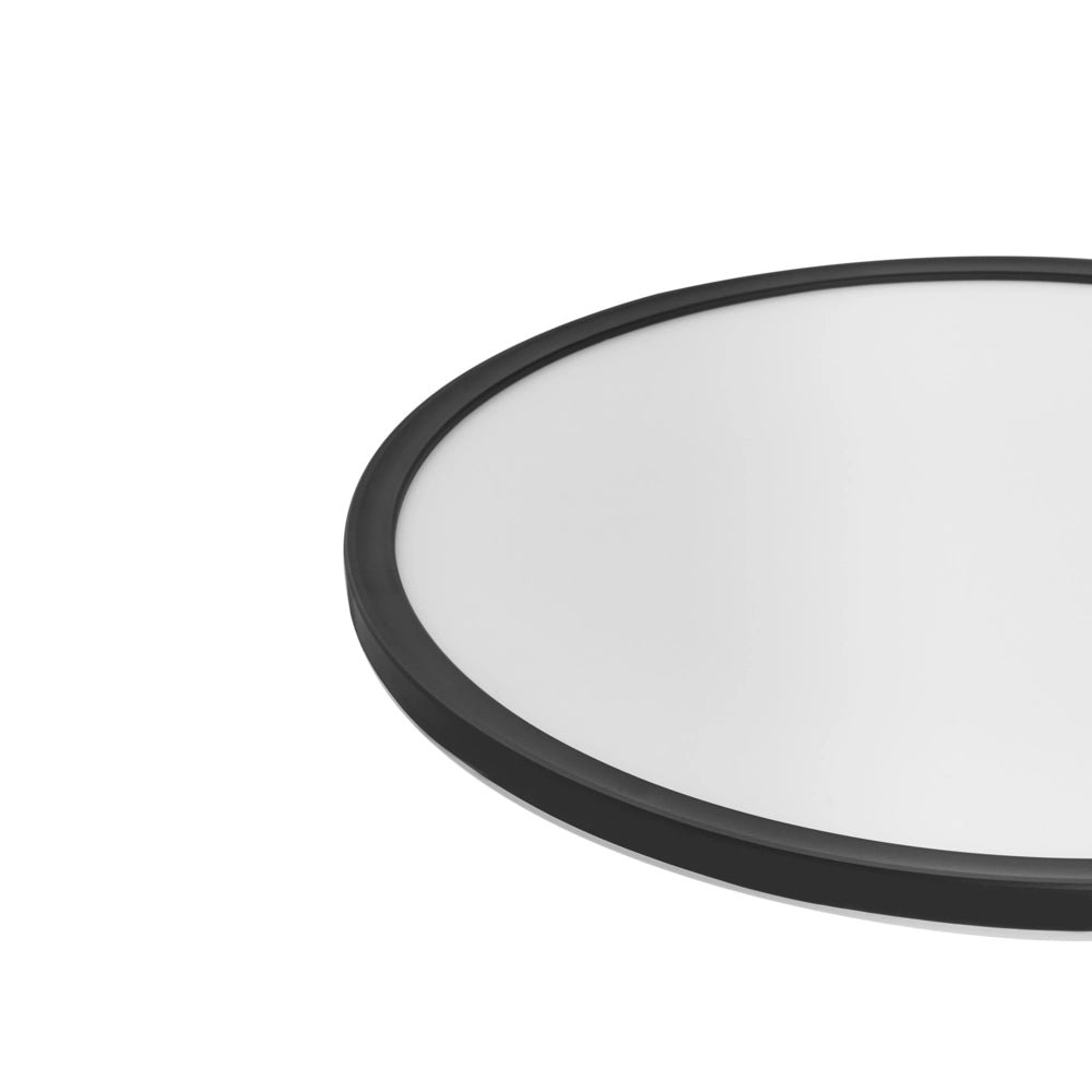 Lampada da soffitto a LED, nera, in materiale sintetico, pannello luminoso a LED rotondo, lampada da incasso a soffitto con telecomando