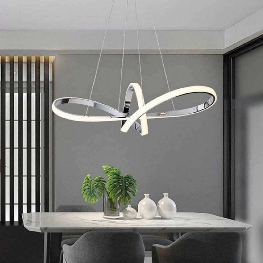 Trade Shop - Lampadario Led Moderno Argento A Sospensione 38 Watt Luce 6500k 4000k 3000k A07 -