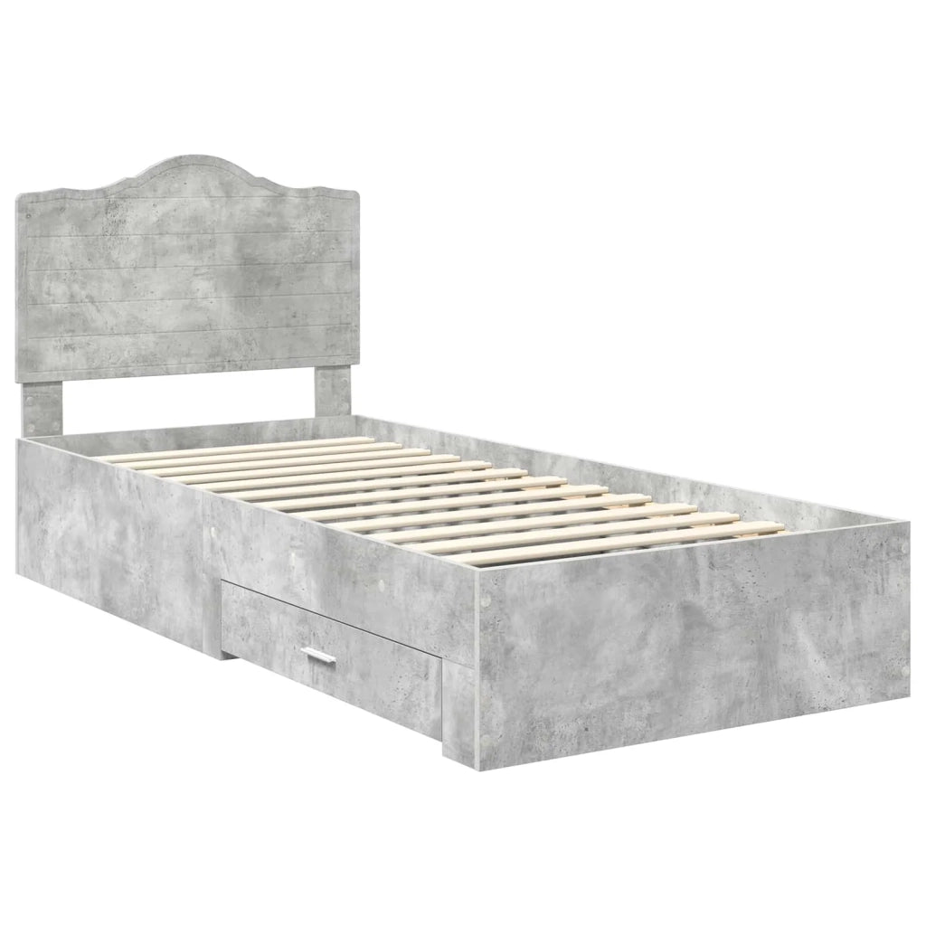 Struttura del letto con testiera Grigio cemento 70 x 190 cm
