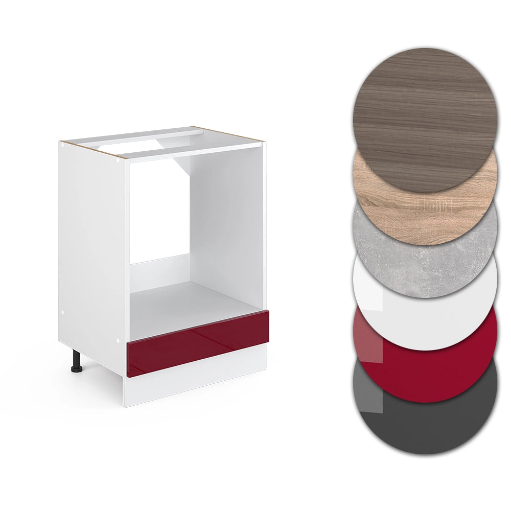 Mobile per forno da incasso R-Line Rosso lucido/Bianco 60 cm, PL Antracite Vicco