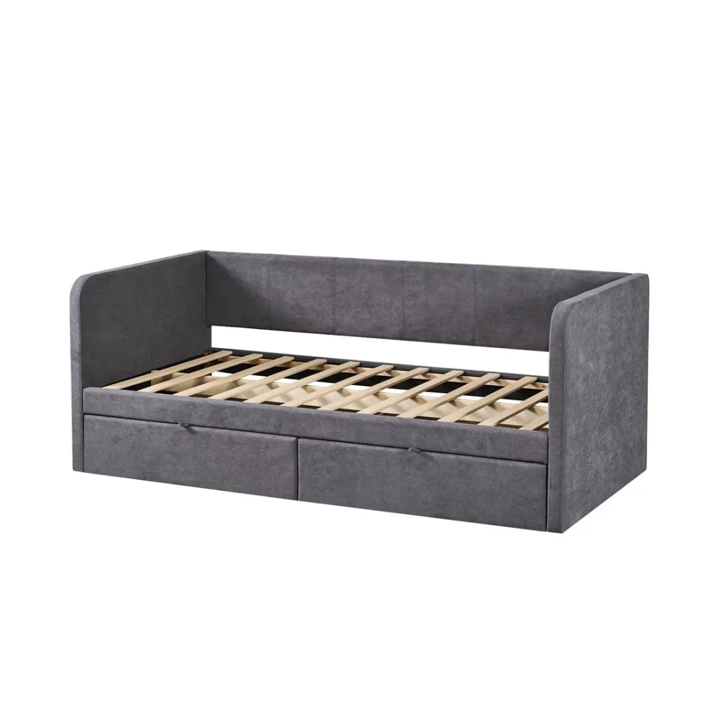 Letto PARMA 90x200 cm – Tessuto grigio – Rete inclusa – Design moderno e struttura robusta