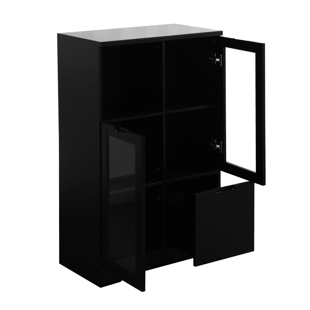Mobile con Ante in Vetro e Cassetto ¨C MINIMAL ¨C MDF Laccato Nero