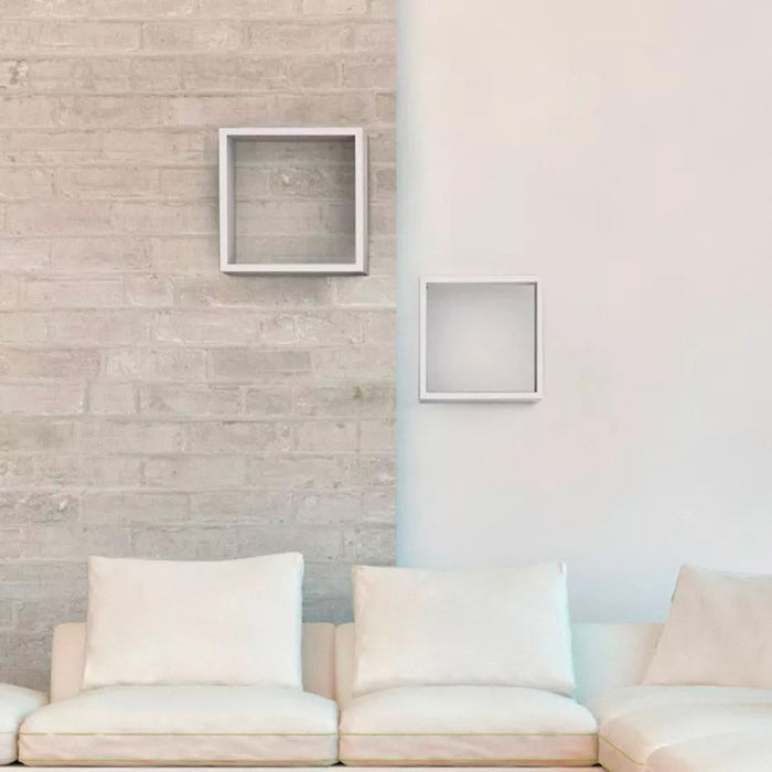 Set 2 Mensole Cubo da Parete Quadrato in Fibra di Legno Q-Bis Maxi Bianco