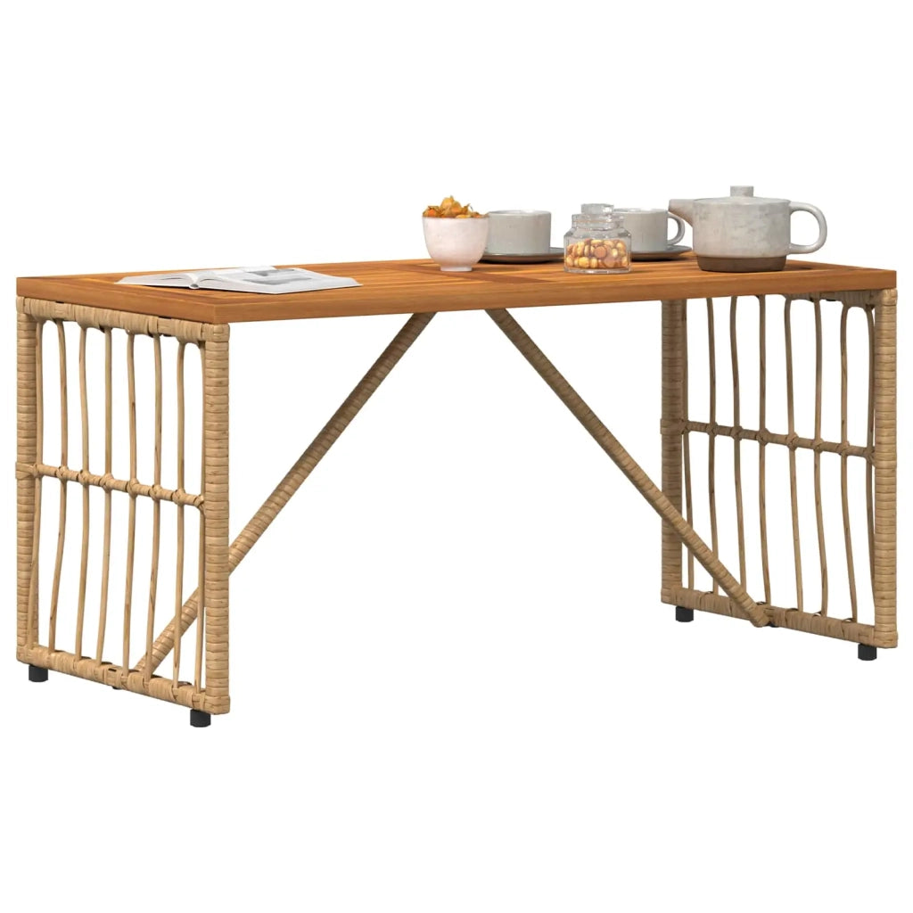 Tavolo da Esterno Naturale 80 x 40 x 40 cm Acciaio e Polyrattan 42025146