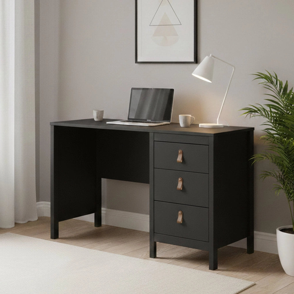Scrivania Murjan, Scrittoio multiuso, Tavolo per ufficio porta PC, Piano di lavoro, 120x48 h77 cm, Nero