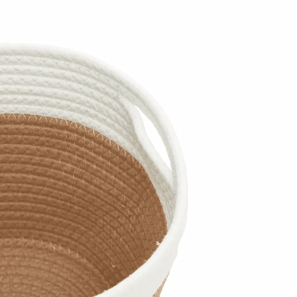 Cestini Portaoggetti 2 pz Marrone e Bianco ?24x18 cm in Cotone CFW4607307