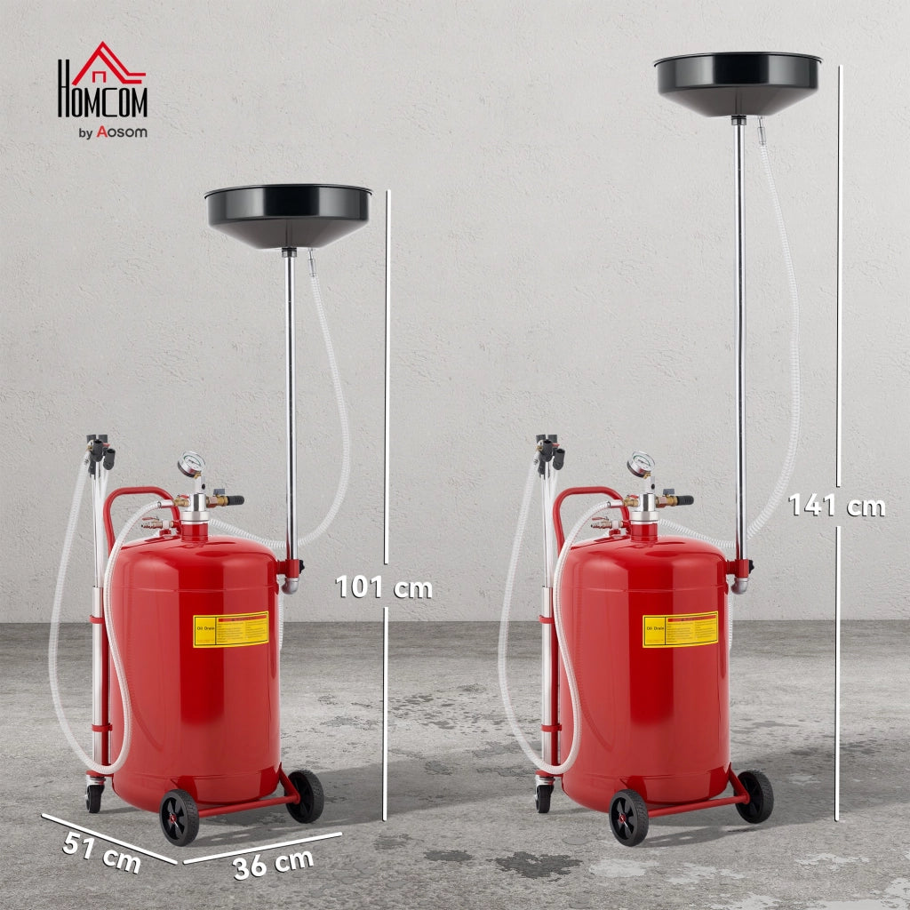 Recuperatore Olio Usato 80L ¨C zephmum ¨C 101-141 cm Ruote Maniglia Rossa